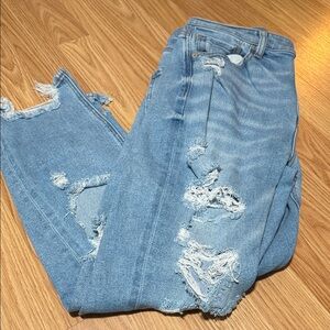 American Eagle Outfitters Sky Blue Ripped Boyfriend Jeans